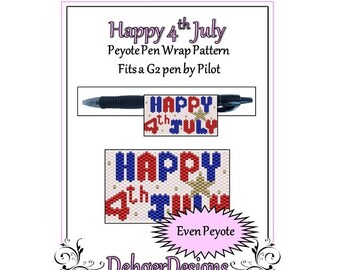 Peyote Beading Pattern (Pen Wrap/Cover)- Happy 4th July