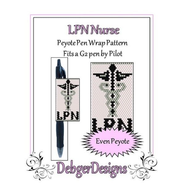 Peyote Beading Pattern (Pen Wrap/Cover)-LPN Nurse