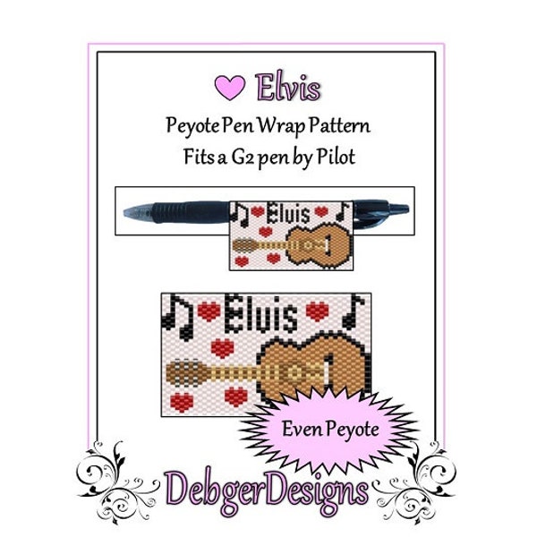 Peyote Beading Pattern (Pen Wrap/Cover)- Love Elvis