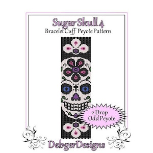 Bead Pattern Peyote(Bracelet Cuff)-Sugar Skull 4