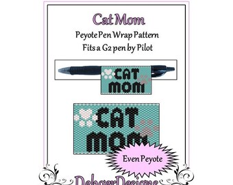 Peyote Beading Pattern (Pen Wrap/Cover)-Cat Mom