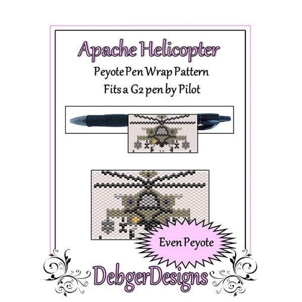 Peyote Beading Pattern (Pen Wrap/Cover)-Apache Helicopter