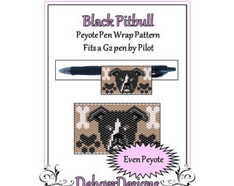 Peyote Beading Pattern (Pen Wrap/Cover)- Black Pitbull