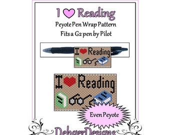 Peyote Beading Pattern (Pen Wrap/Cover)-I Love Reading