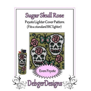 Bead Pattern Peyote(Lighter Cover)-Sugar Skull Rose