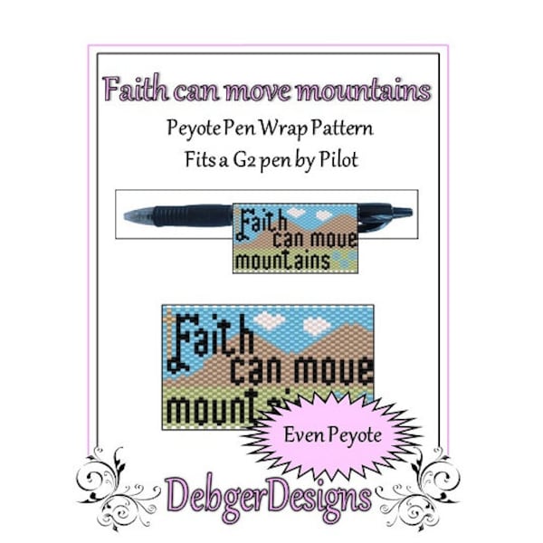 Peyote Beading Pattern (Pen Wrap/Cover)- Faith can move mountains