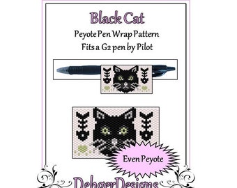 Peyote Beading Pattern (Pen Wrap/Cover)- Black Cat