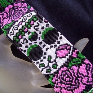 Bead Pattern PeyoteBracelet CuffSugar Skull image 3