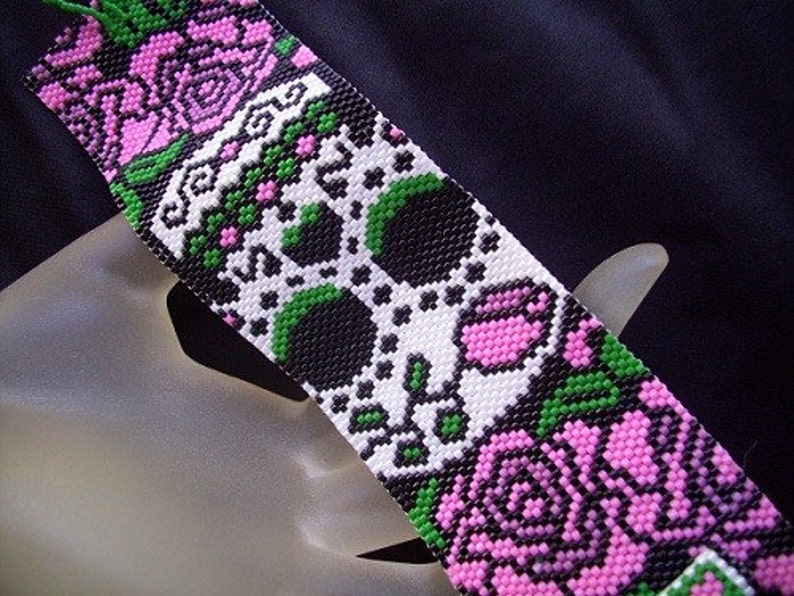 Bead Pattern PeyoteBracelet CuffSugar Skull image 3