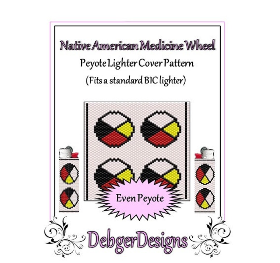 Bead Pattern Peyote(lighter Cover)-native American Medicine Wheel