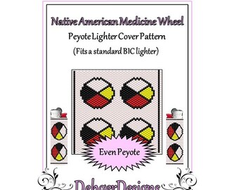 Bead Pattern Peyote(Lighter Cover)-Native American Medicine Wheel