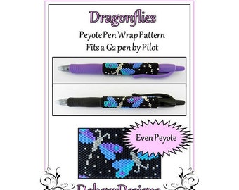 Bead Pattern Peyote(Pen Wrap/Cover)-Dragonflies