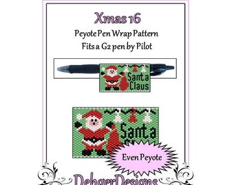 Peyote Beading Pattern (Pen Wrap/Cover)-Xmas 16