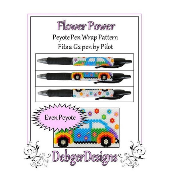 Peyote Beading Pattern (Pen Wrap/Cover)-Flower Power