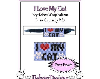 Bead Pattern Peyote(Pen Wrap/Cover)-I Love My Cat