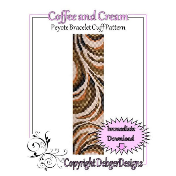 Bead Pattern Peyote(Bracelet Cuff)-Coffee and Cream