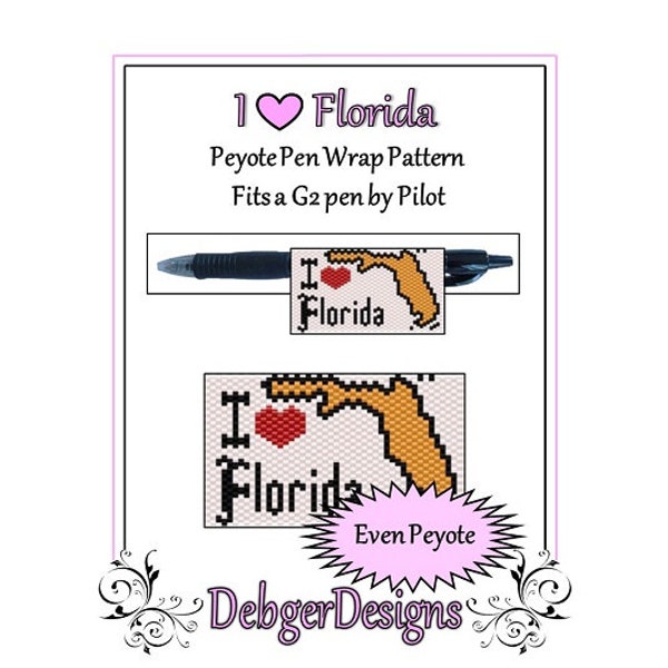 Peyote Beading Pattern (Pen Wrap/Cover)-I Love Florida