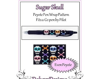 Bead Pattern Peyote(Pen Wrap/Cover)-Sugar Skull