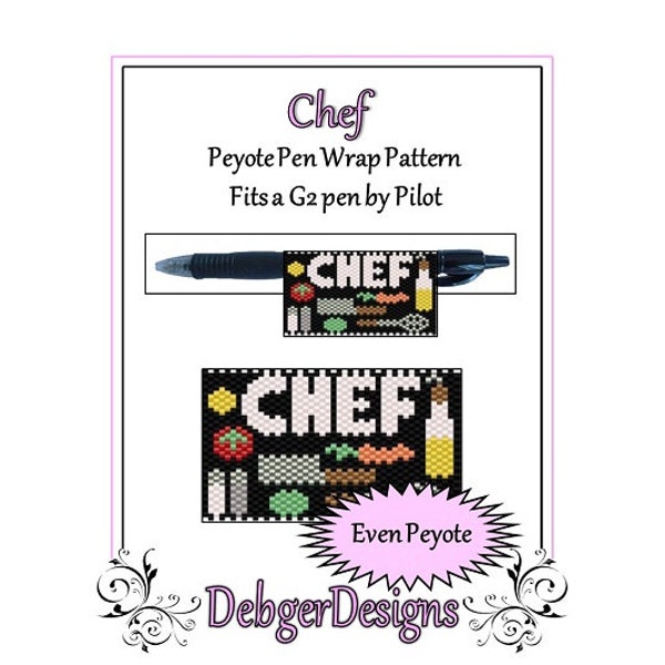 Peyote Beading Pattern (Pen Wrap/Cover)-Chef