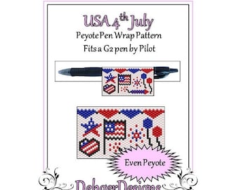 Peyote Beading Pattern (Pen Wrap/Cover)- USA 4th July