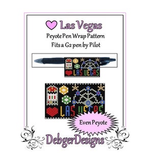 Patrón de cuentas de peyote (envoltura/cubierta de bolígrafo)-Love Las Vegas