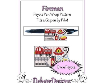 Bead Pattern Peyote(Pen Wrap/Cover)-Fireman