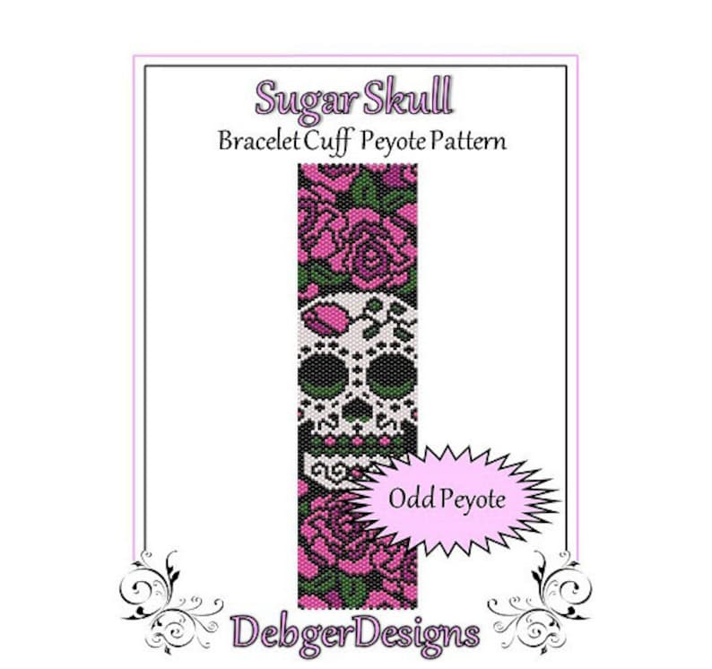 Bead Pattern PeyoteBracelet CuffSugar Skull image 1