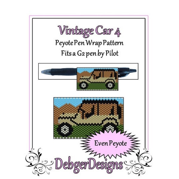 Peyote Beading Pattern (Pen Wrap/Cover)- Vintage Car 4