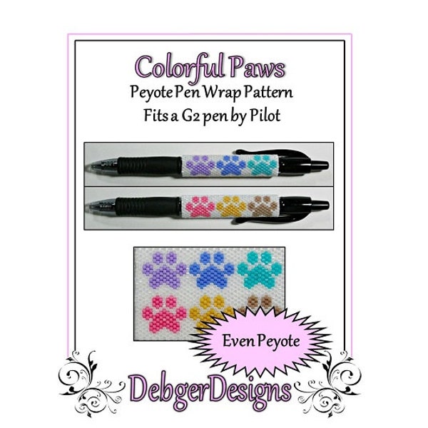 Bead Pattern Peyote(Pen Wrap/Cover)-Colorful Paws