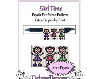 Peyote Beading Pattern (Pen Wrap/Cover)-Girl Time