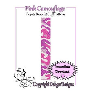 Bead Pattern Peyote(Bracelet Cuff)-Pink Camouflage