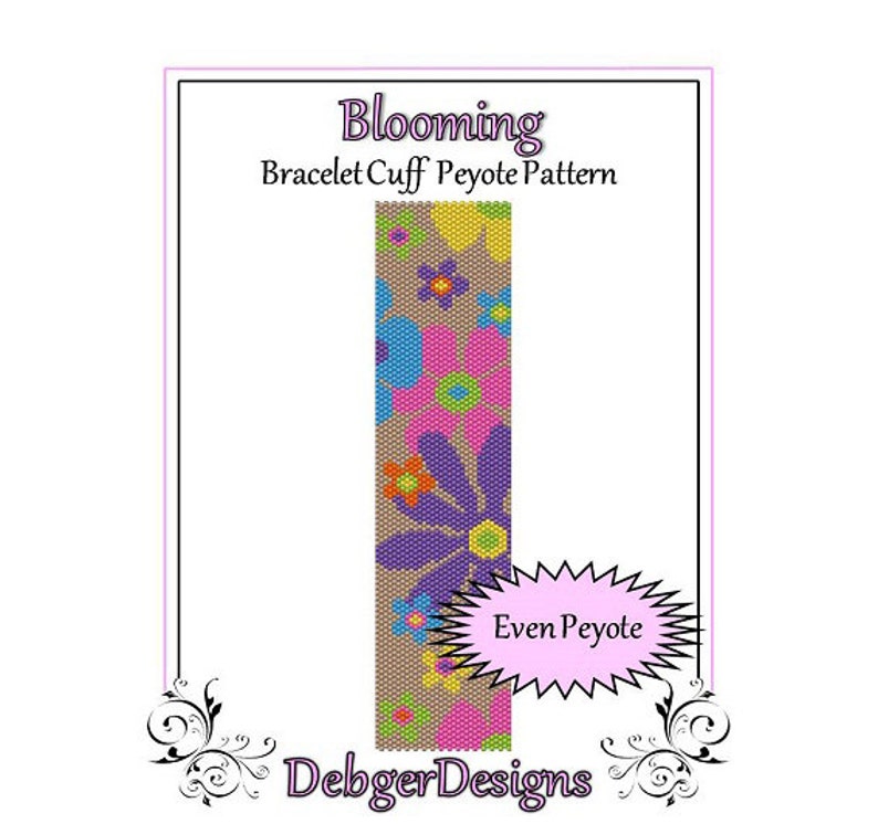 Bead Pattern PeyoteBracelet CuffBlooming image 1