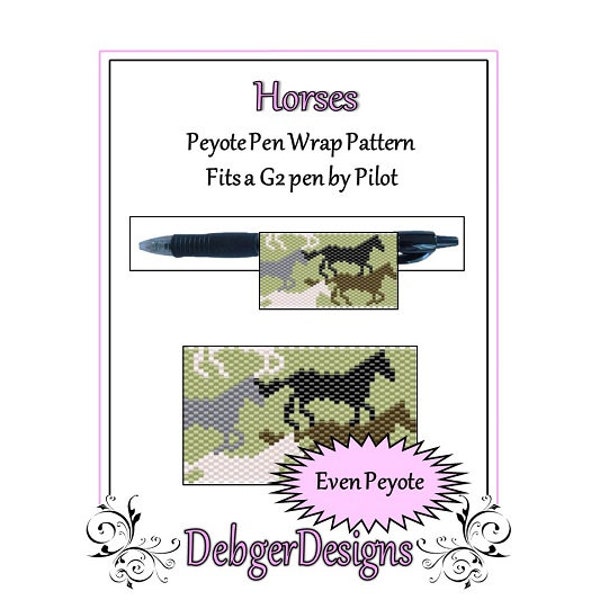 Peyote Beading Pattern (Pen Wrap/Cover)-Horses