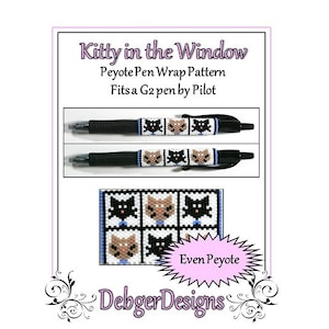 Peyote Beading Pattern (Pen Wrap/Cover)-Kitty in the Window