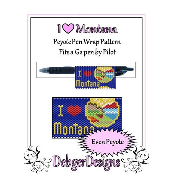 Peyote Beading Pattern (Pen Wrap/Cover)-I Love Montana