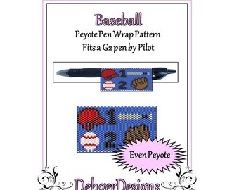 Bead Pattern Peyote(Pen Wrap/Cover)-Baseball