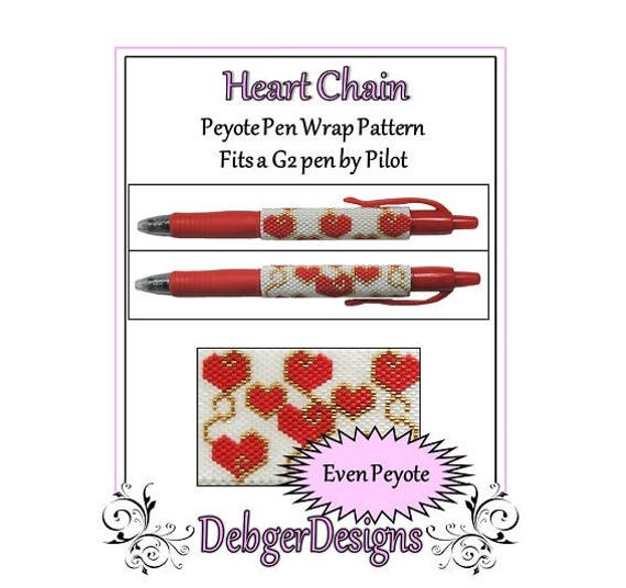 Peyote Beading Pattern pen Wrap/coverheart Chain 