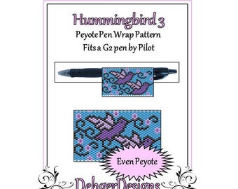 Peyote Beading Pattern (Pen Wrap/Cover)-Hummingbird 3