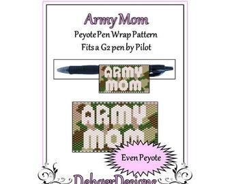 Peyote Beading Pattern (Pen Wrap/Cover)-Army Mom