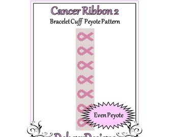 Bead Pattern Peyote(Bracelet Cuff)-Cancer Ribbon 2