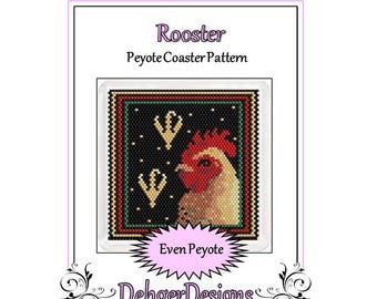 Peyote Perlenmuster (Untersetzer) -Hahn
