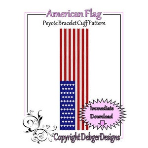 Bead Pattern Peyote(Bracelet Cuff)-American Flag