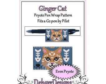 Peyote Beading Pattern (Pen Wrap/Cover)-Ginger Cat