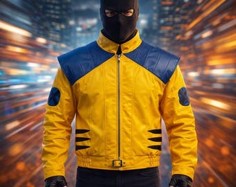 Rivals Wolverine Gelbe Lederjacke Inspiriert von dem Angriff der Sentinels Wolverine Jacke Cosplay - Leder Herren Cosplay