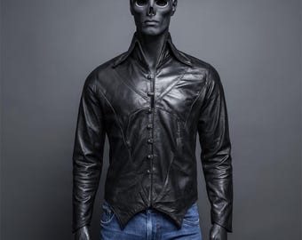 Papa V inspirierte Jacke | Ghost Band Schwarzer Ledermantel | Gothic Papa Cosplay & Stagewear