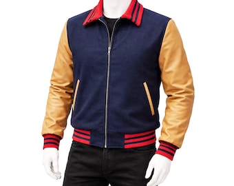 Handgefertigte Will Byers Jacke Stranger Staffel 5 Varsity Bomberjacke | Retro 80er Jahre College Style Wolljacke