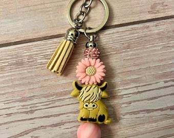 Highland Cow Keychain/Bag Charms: Lobster Claw Clasp