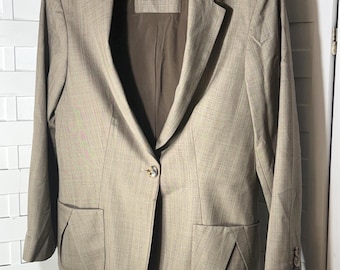 Vintage light wool blazer womens sz 12 couture jacket, Italy size 48 Piazza Sempione