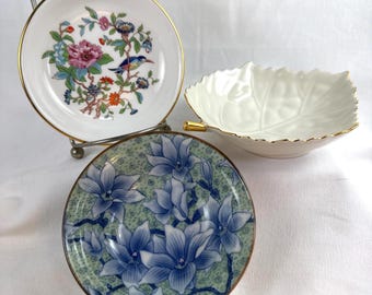 Vintage porcelain trinket dish group 3, Lenox, Aynsley English, Japan Arita