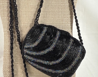 Vintage Evening Bag Iridescent Glass Beaded Artistry Purse